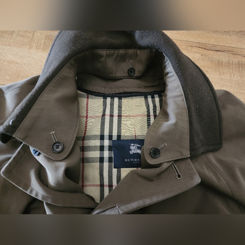 SUPER RARE Vintage Burberry Long Trench Coat + Detachable Wool Lining Men 44 T - Picture 5 of 16